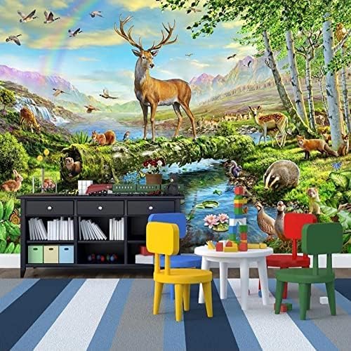 XLMING Tier-Wald-Landschaft 3D Tapete Home Dekoration Wohnzimmer Sofa Schlafzimmer Tv Hintergrund Wand-200cm×140cm