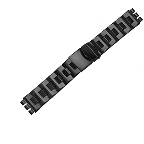 IOTUP Für Swatch massiven Kern Metall Armband konkave konvexe Uhrenkette YCS Yas YGS Eisen Männer und Frauen Stahl Uhrenarmband Keramik Armband, 19 mm, Achat