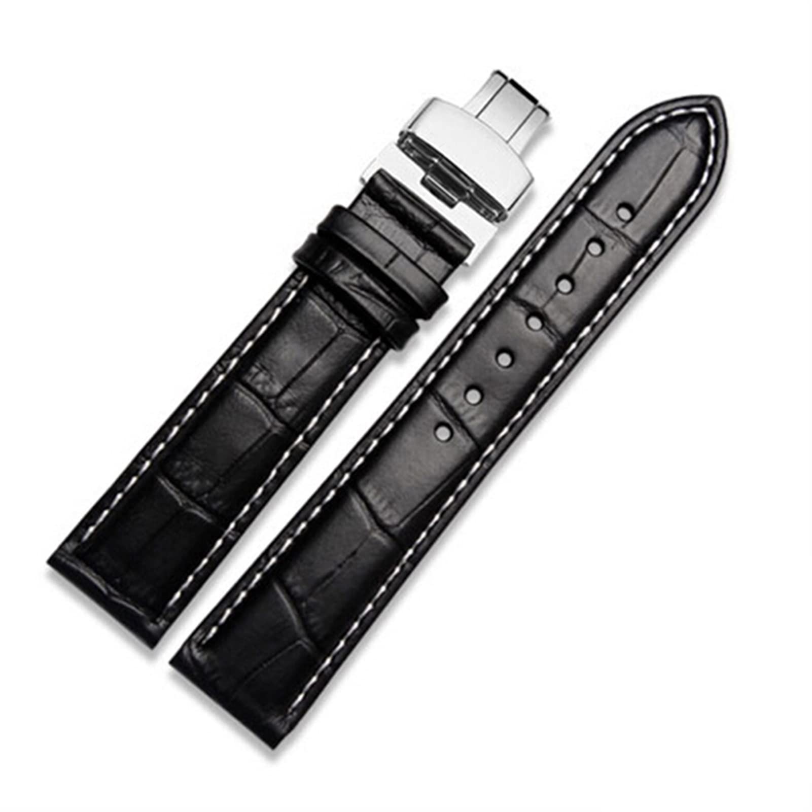 NEYENS Uhrenarmband aus echtem Leder mit Schmetterlingsverschluss, Krokodil-Armband für Herren, Größen 12, 13, 14, 15, 16, 17, 18, 19, 20, 21, 22, 23, 24 mm, 22 mm, Achat