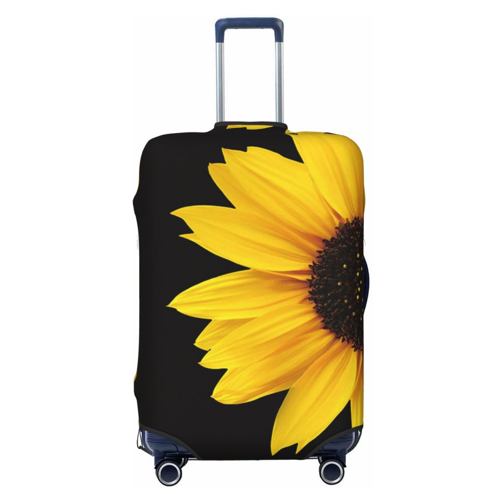 Miniks Reisegepäckhülle mit Sonnenblumen-Motiv, strapazierfähig, passend für 45,7 - 81,3 cm große Gepäckstücke, Größe XL, Schwarz, X-Large