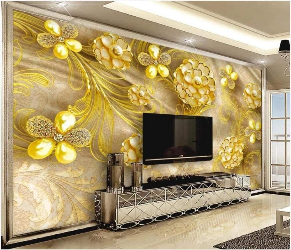 Goldschmuck Blume 3D Tapete Poster Restaurant Schlafzimmer Wohnzimmer Sofa TV Dekorative Wand-250cm×170cm