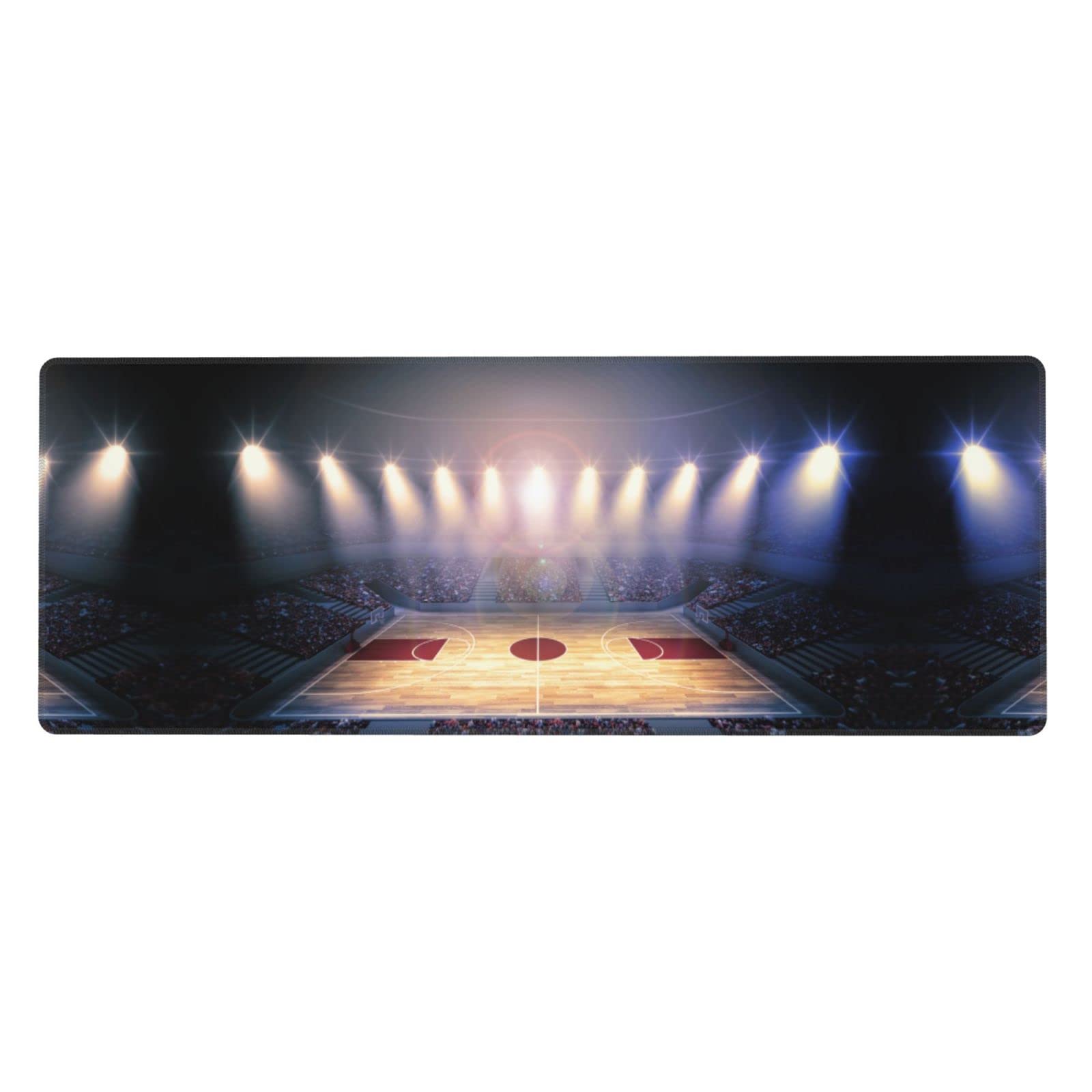 Basketball Arena Mauspad – Schreibtischunterlage großes Gaming-Mauspad 80 x 20 cm mit genähten Kanten, rutschfeste Unterseite, wasserabweisend