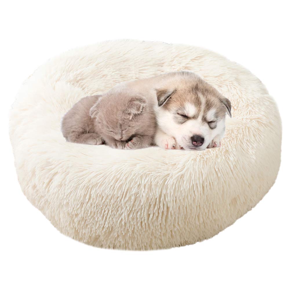 Rysmliuhan Shop hundebetten für mittlere Hunde hundebett Grosse Hunde Plüsch Hundebett Haustierbetten Für Hunde Donut Hundebett Flauschiges Hundebett Hundekissen beige,70cm/27.56in