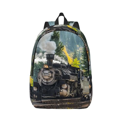 Wurton Unisex Dampfreiniger Druck Segeltuchrucksack Niedlicher Reiserucksack Lässiger Sport Ästhetischer Rucksack, Schwarz , M