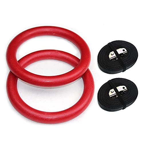 BFVAKBKYT Gymnastik Ringe,Suspension Trainer System, 28mm ABS Pull-up Fitness Gym Ringe for Arm Brust Bauch Muskel Körper Festigkeit Training Workout(Red Set)