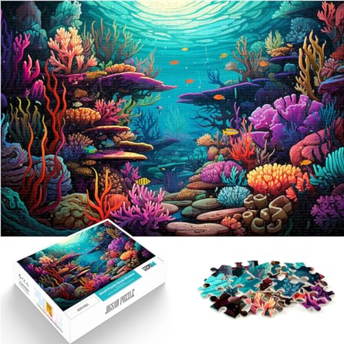 Puzzles für die farbenfrohe Unterwasserwelt. 1000-teiliges Holzpuzzle. Familienspiel zum Stressabbau. Schwierige Herausforderung. Puzzle 1000 Teile (50 x 75 cm)