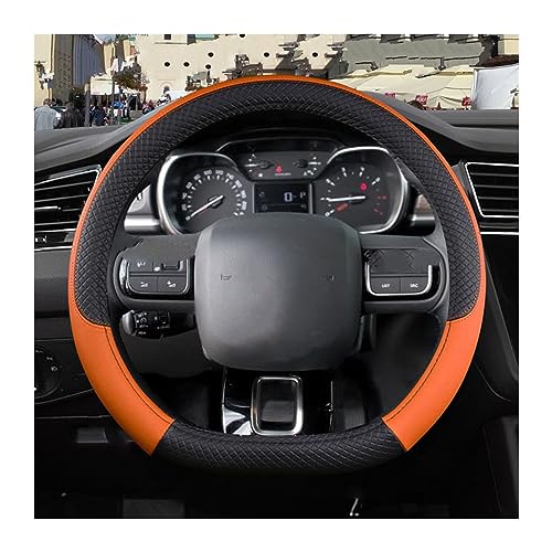 Lenkrad Abdeckung Für Citroen C3 Für C3 Für Picasso Für Aircross Für Pluriel DS3 DS5 Auto Lenkrad Abdeckung Auto Lenkradhüllen (Farbe : D Shape Orange)