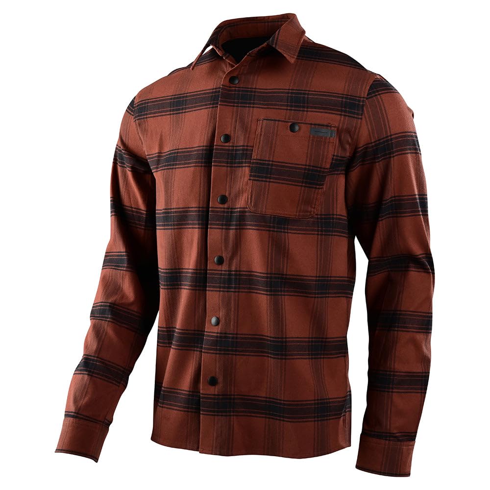 Troy Lee Designs Long-Sleeve Jersey Grind Flannel Stripe, Russet, Medium