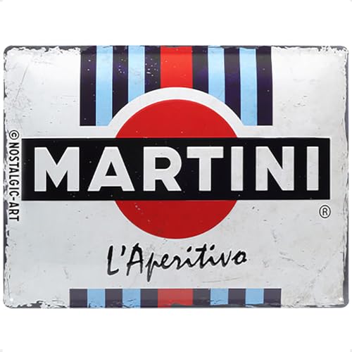 Nostalgic-Art 23290 Retro Blechschild MARTINI – L'Aperitivo Stripes – Geschenk-Idee für Vermouth-Fans, aus Metall, Vintage-Dekoration