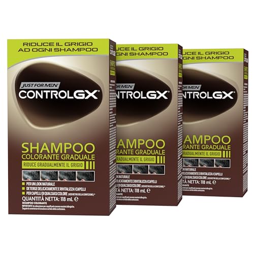 Just for Men Control GX, Shampoo für Herren, Farbe & Haarfarbe, reduziert schrittweise Grau, für einen natürlichen Look (3 Pack)