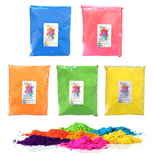 5 x h2i Holi Color Powder 5 leuchtende Farben x 1000 g = 5000 g Party Foto Fun & Action