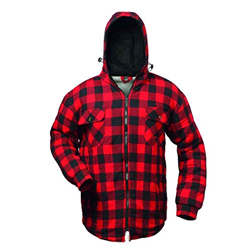 Thermohemd Arbeitshemd Arbeitsjacke rot/schwarz kariert und gefüttert mit Kapuze ? Craftland ? S-3XL