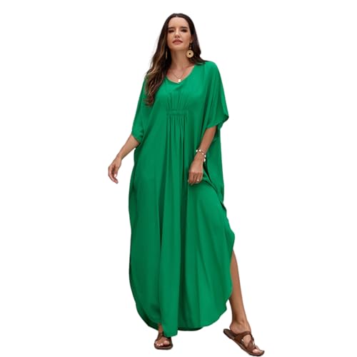 ohodhmnu Strand-Kaftan-Kleid, Damen, Strand-Kaftan-Kleid, kurzärmelig, Badeanzug