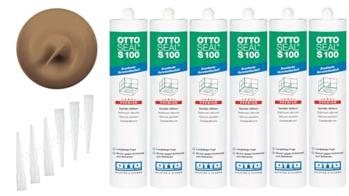 OTTOSEAL S 100 Premium-Sanitär-1K-Silicon Dichtstoff matt 6 Kartuschen auf Acetat Basis Otto Chemie (6x matt caramel C8686)