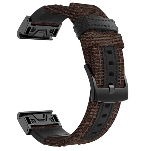 OPKDE 26 mm Nylon-Leder-Uhrenarmband für Garmin Fenix 6X 5X 3 3HR Smartwatch-Zubehör, Armband, Gürtel, 26 mm Schnellverschluss-Armband, For fenix 3, Achat