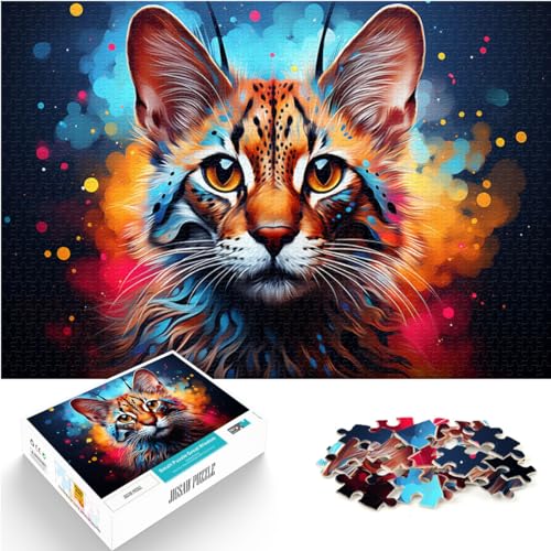 Puzzle für mysteriösen bunten Luchs, 1000 Teile, Puzzle aus Holz, Geburtstagsgeschenk, Geschenke für oder, Wandkunst, 1000 Teile (50 x 75 cm)