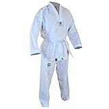 Elite Taekwondo-Uniform (TKD Dobok) mit weißem Kragen, ultraleichter Stoff, Weiss/opulenter Garten, 170 (3)