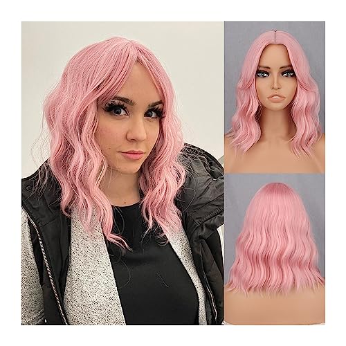 Perücken For den täglichen Gebrauch, natürliches Haar, kurz, braun, dunkelblau, synthetische Perücke, Damen-Pony, dunkelblau, rosa, schwarz, Perücke, Lolita, Party, Cosplay Damenperücke(Color:D22-97C)