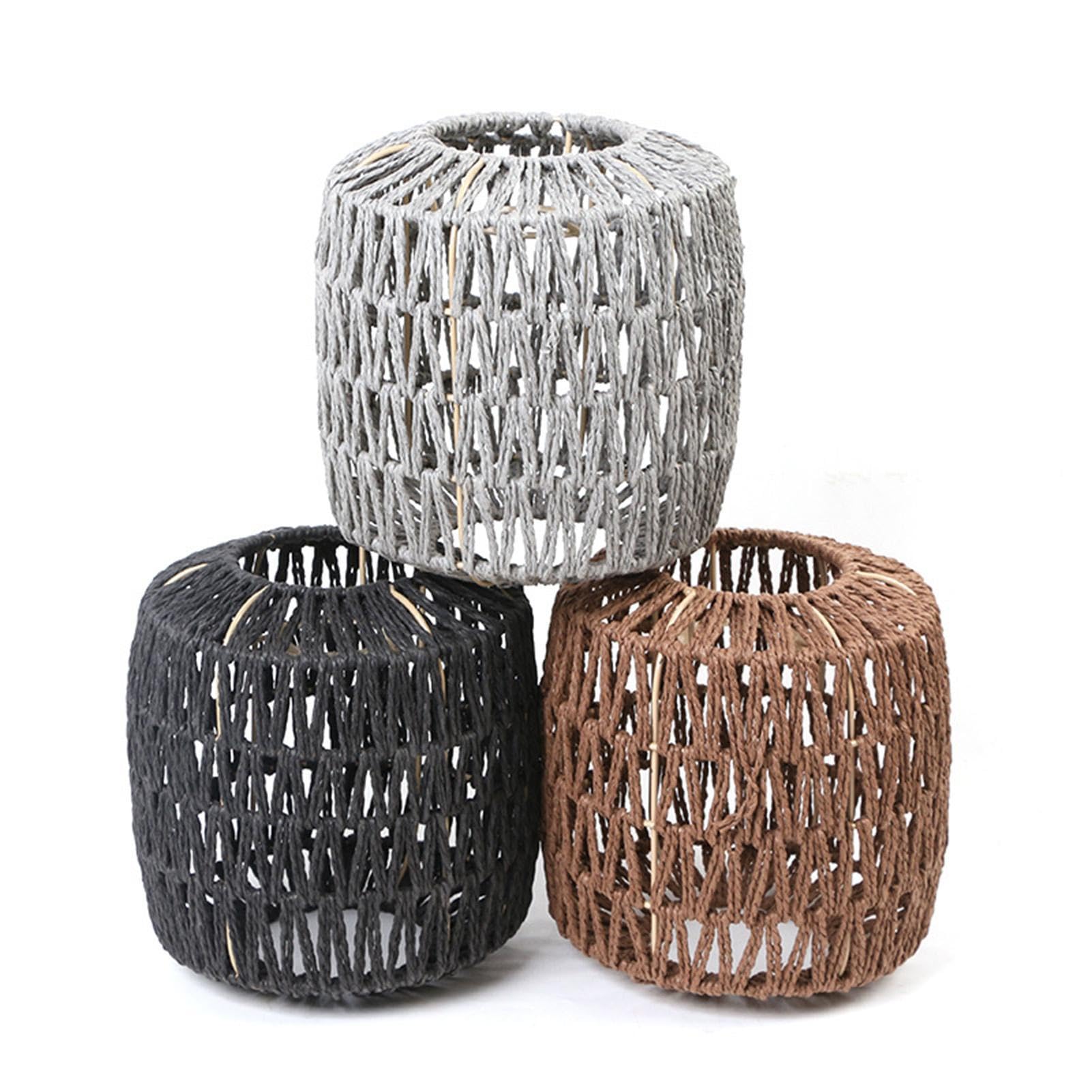 Rattan-Lampenschirm – Papierseil-gewebter Hängelampenschirm, Bohemian-Stil, einfacher handgefertigter Rattan-Lampenschirm, Netz, Decken-Rattan-Anhänger, Ersatz für Tischlampe, Wandlampe, 3 Stück