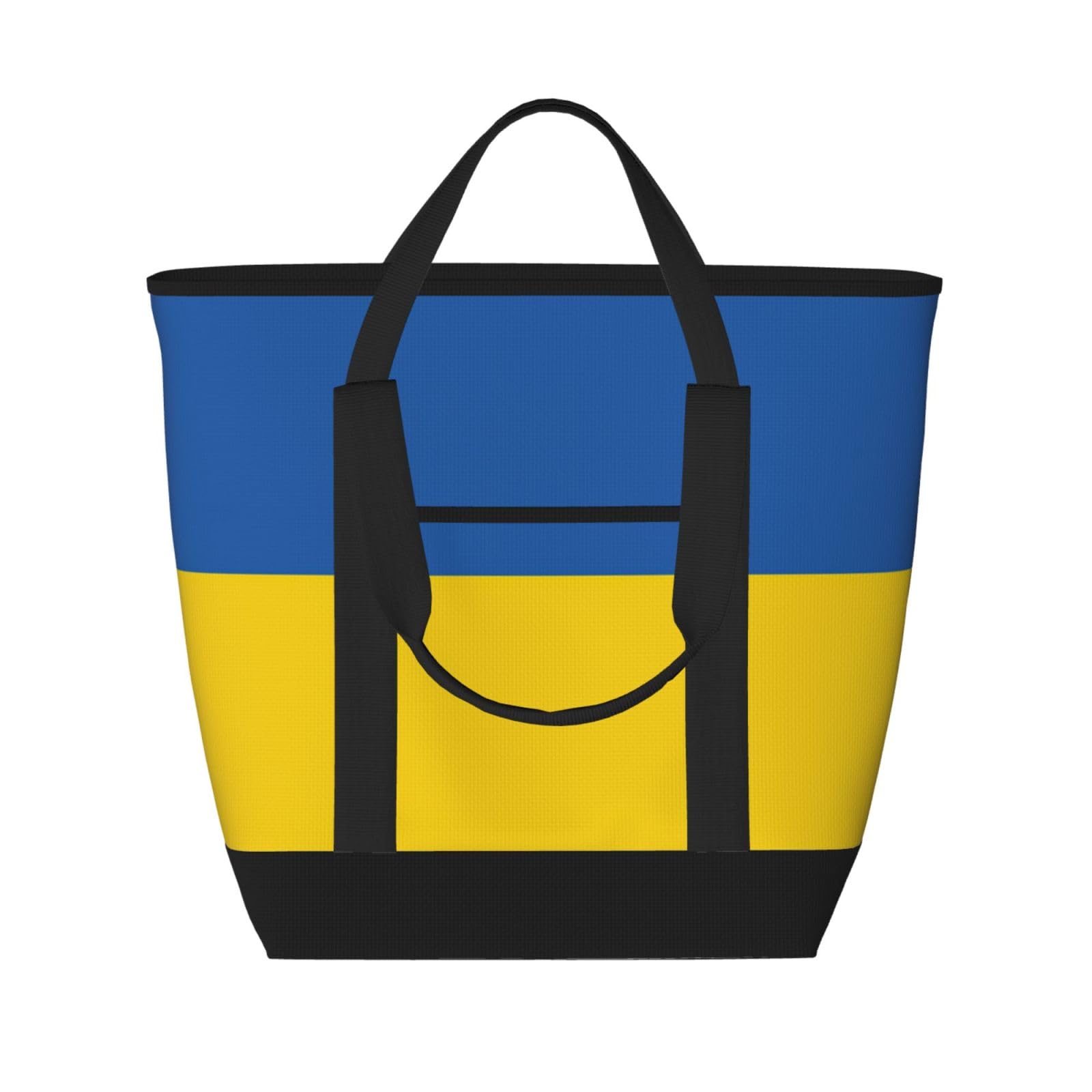 YQxwJL Isolierte Kühltasche mit Ukraine-Flagge, großes Fassungsvermögen, Einkaufstasche, Reisetasche, Strand, wiederverwendbare Einkaufstasche für Erwachsene, Schwarz, Einheitsgröße