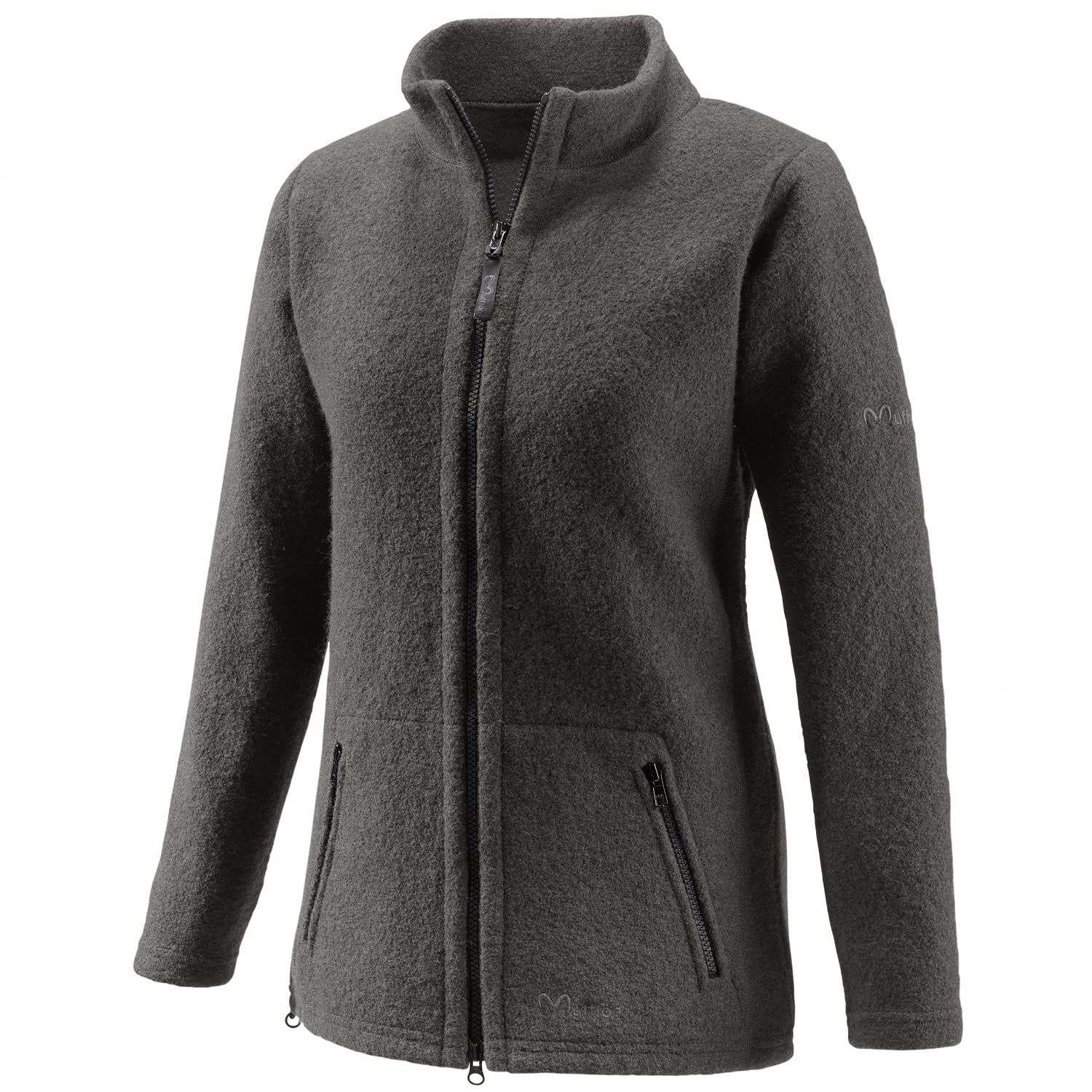 Mufflon Damen Wolljacke Mu- Lou W100 mit Stehkragen granit grau - S