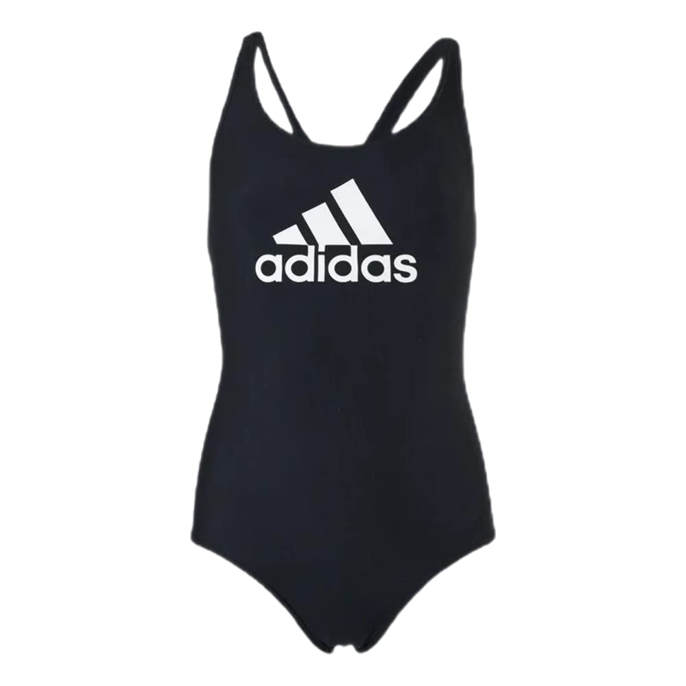 adidas girls Yg Bos One Piece Swimsuit, Black/White, 8 Years EU