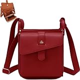 Umhängetasche für Damen, Trendige Handtaschen, lässige Umhängetasche, einzigartiges Design, Umhängetasche aus Leder (Red)