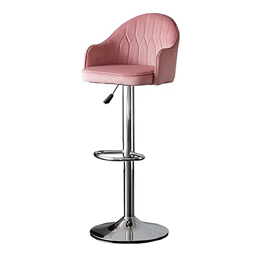 TBSZCM Drehbarer Barhocker, Küchenhocker, Barstuhl aus Samt, höhenverstellbar, gepolsterter Sitz, Metallfuß, Rosa/Blau Run forward