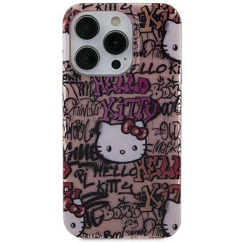 Hello Kitty HKHCP15SHDGPTP Hülle für iPhone 15 6.1" Rosa hardcase IML Tags Graffiti