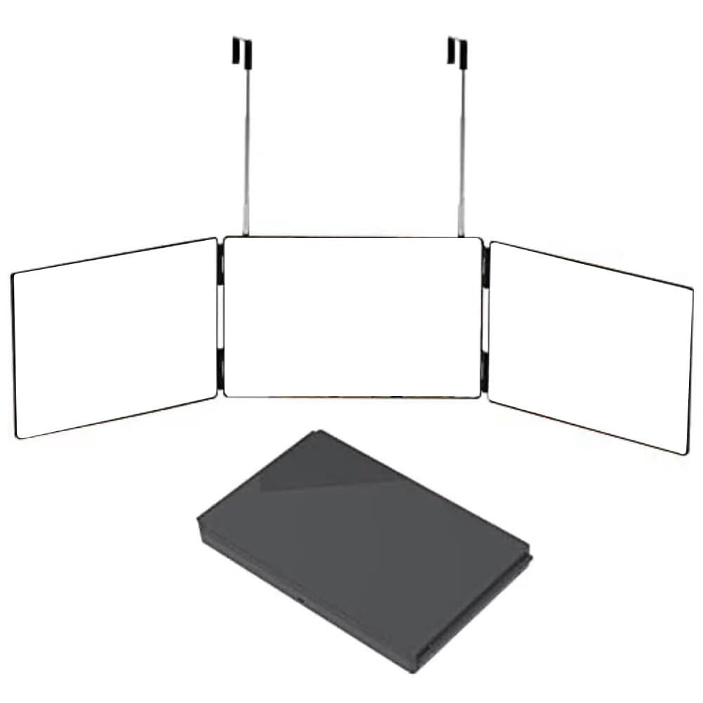 Begchy 3-Wege- zum Haareschneiden, 360-Grad-Dreifach-Selbstschneidespiegel mit Verstellbarem Teleskophaken, Multifunktionsspiegel