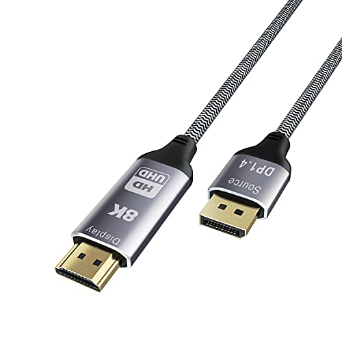 CableDeconn DisplayPort 1.4 zu HDMI 2.1 8K Kabelkonverter 8K@30Hz 4K@120Hz Richtungskompatibel mit DisplayPort PC und HDMI Displays