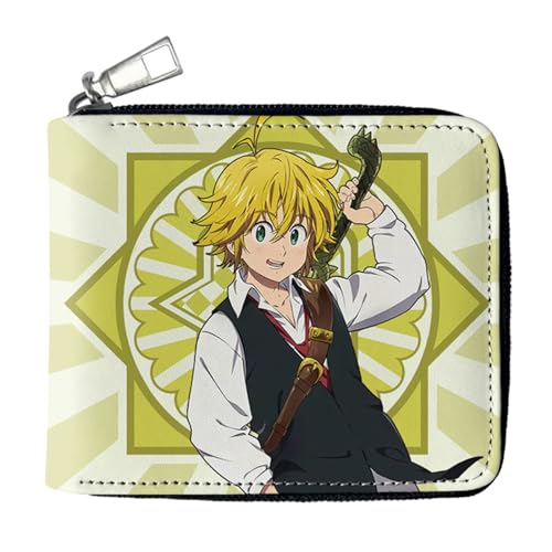 RYNDEX The Seven De-ad-ly SI-ns Geldbeutel Anime Mittelgroß, Reißverschluss Portmonee Leder, Organizer Geldbörsen Geschenk für Kinder & Teenager(Color:Multicolor 1)