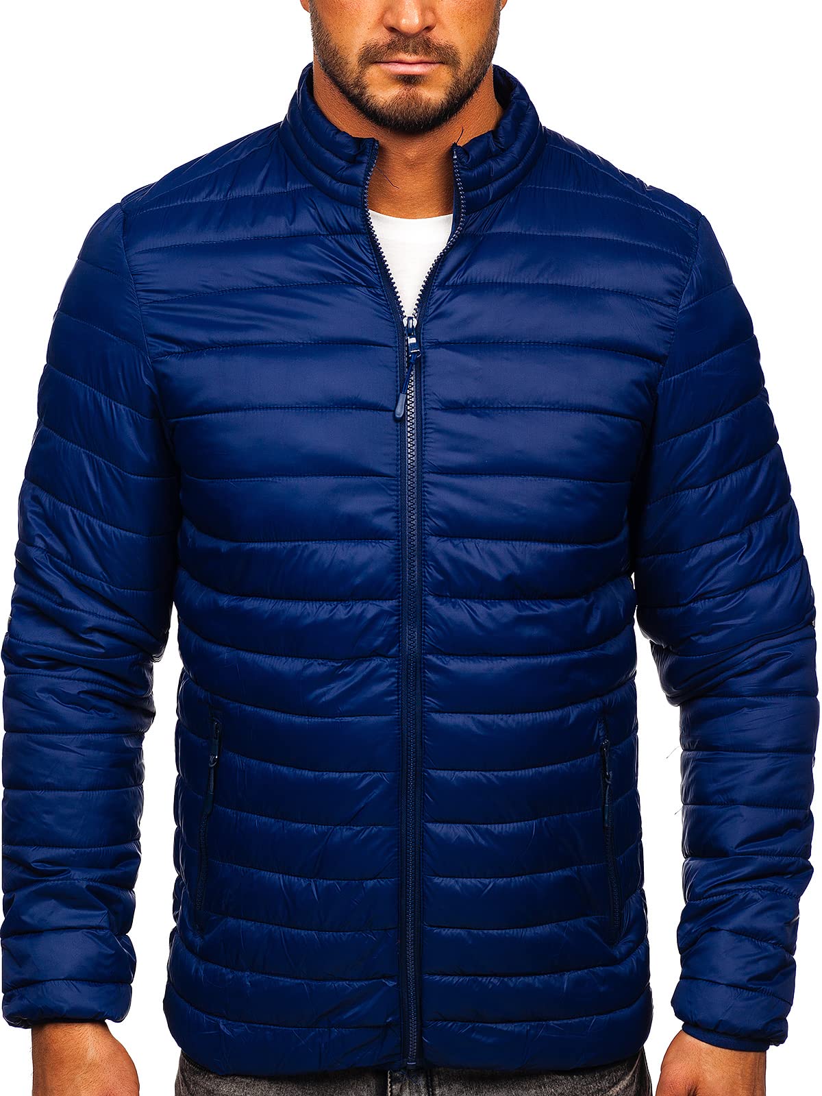 BOLF Herren Übergangsjacke Steppjacke Daunenjacke Sportjacke Freizeitjacke Reißverschluss Street Style J.STYLE LY33 Dunkelblau XXL [4D4]