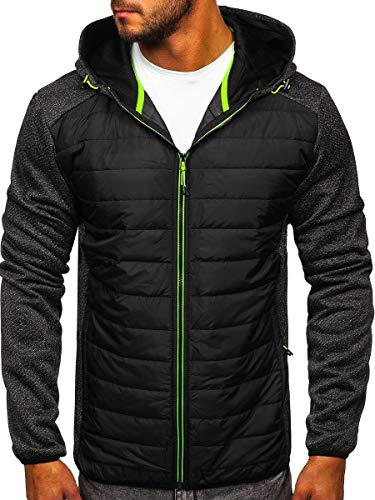 BOLF Herren Übergangsjacke Steppjacke Sportjacke Freizeitjacke Reißverschluss Street Style J.Style KS2155 Schwarz XL [4D4]