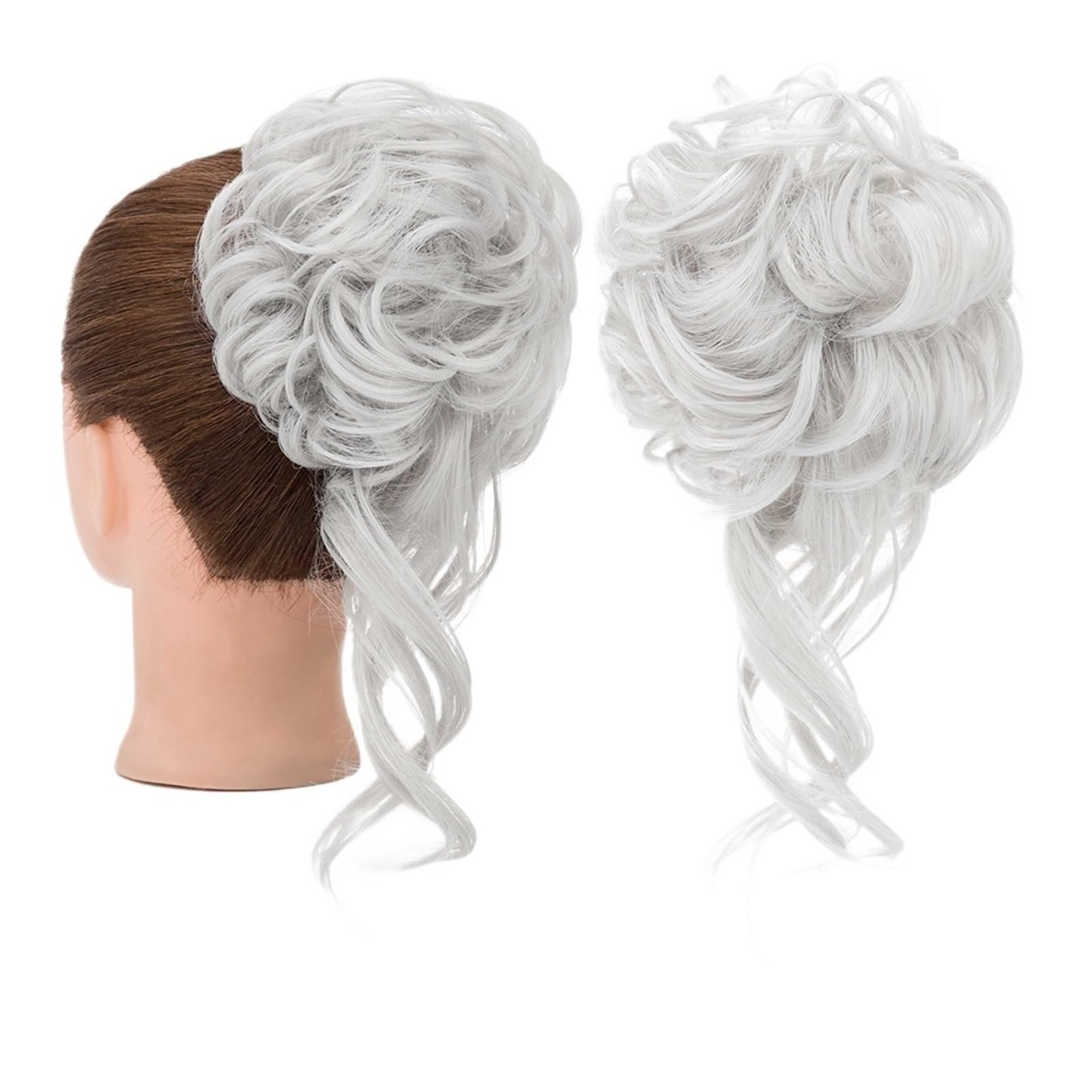 Haarteile Haarknoten Synthetisches, lockiges, elastisches Band, Chignon, Donut mit Zöpfen, Haargummis, unordentliches Dutt-Haar, Hochsteckfrisur, Haarteile, Verlängerungen for Frauen Brötchen Haare(8)