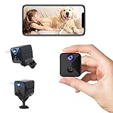 Mini Kamera - Kamera Überwachung Innen/Mini Kamera Live Übertragung Handy/WLAN Kamera/1080P HD/120°Ansicht/2800mAh Akku/Nachtsicht/Bewegungserkennung