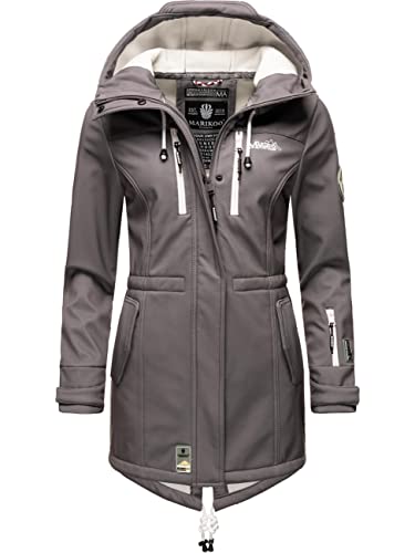 MARIKOO Damen Softshelljacke Parka Übergangsjacke Regenjacke Jacke mit Kapuze Zimtzicke Grau Gr. M