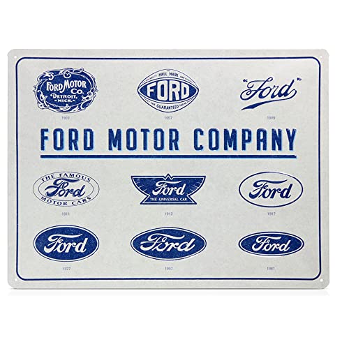 Nostalgic-Art Retro Blechschild, 30 x 40 cm, Ford – Logo Evolution – Geschenk-Idee für Ford-Zubehör Fans, aus Metall, Vintage Design