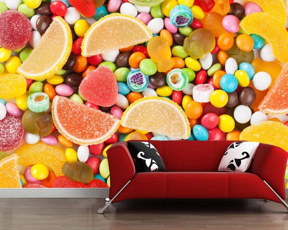 Bunte Bonbons 3D Tapete Poster Restaurant Schlafzimmer Wohnzimmer Sofa TV Dekorative Wand-200cm×140cm