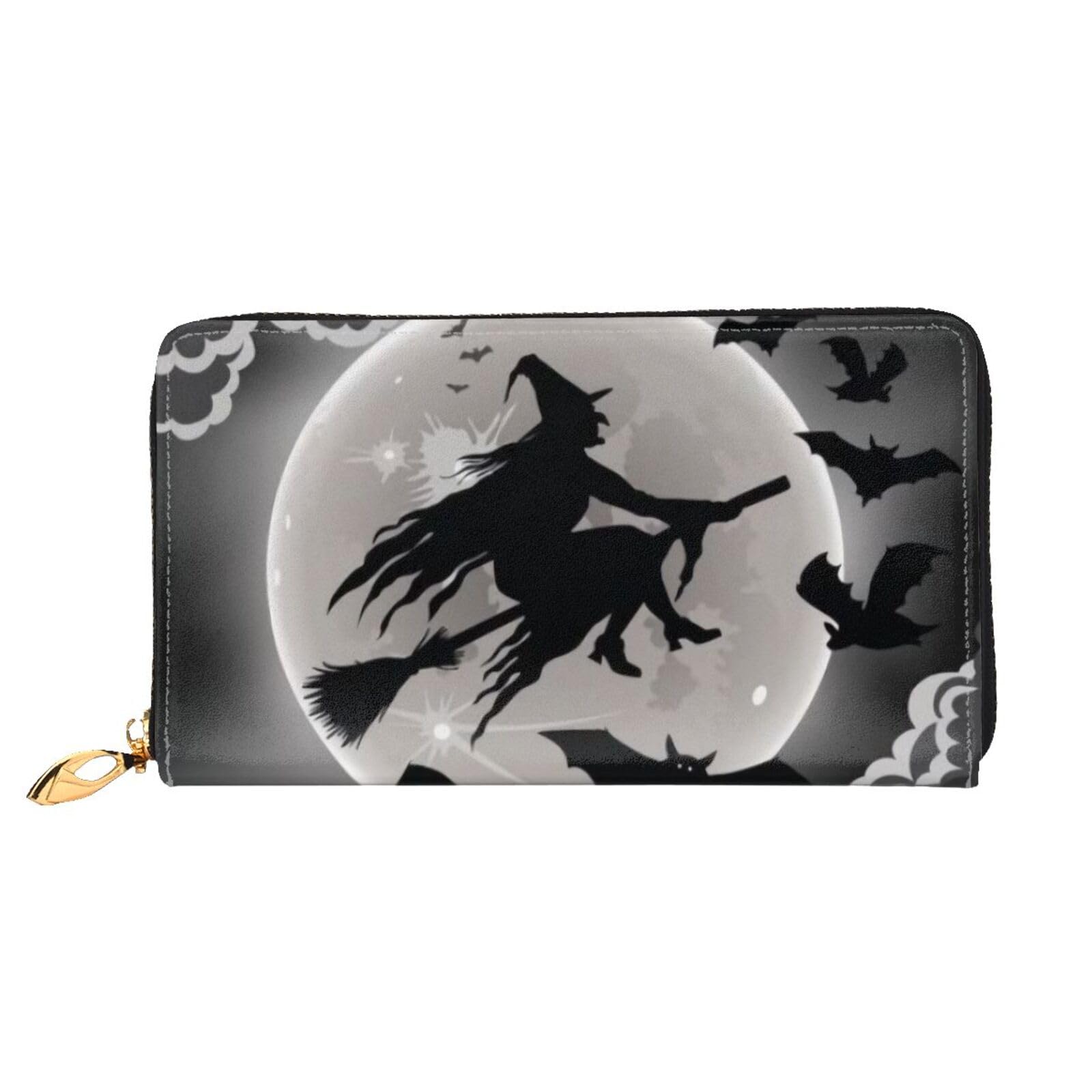 DENMER Loon Birds Ledergeldbörse aus Kunstleder mit metallischem Reißverschluss, geräumiges und stilvolles Accessoire für moderne Frauen, Halloween-Hexe, Einheitsgröße, Modern