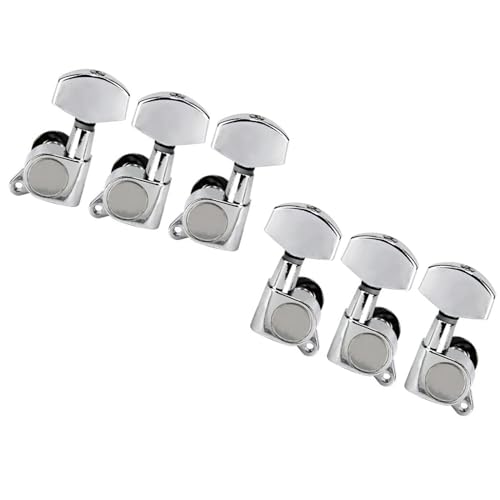 Strings Tuning Pegs Mechaniken Für Gitarre 6er-Pack 3L+3R Stimmschlüssel für Akustikgitarre, Stimmgeräte, Stimmgeräte, Kopfplatte, Schwarz/Chrom/Gold (Color : Chrome)