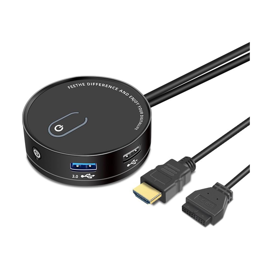 Kiudduy Computer-Desktop-Switch, Internet-Café, Universeller USB 3.0-Home-Desktop, Externe Stromverlängerungstaste, Langlebig, Einfach zu Bedienen, Interner USB-Anschluss mit Audio