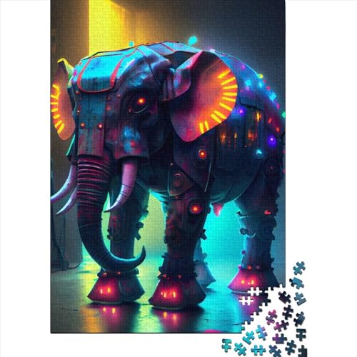 Cyber-Elefant-Holzpuzzle für Erwachsene und Jugendliche von Erwachsenenpuzzles mit 1000 Teilen, Lernspiele, Heimdekorationspuzzle (Größe 29,53 x 19,69 Zoll)