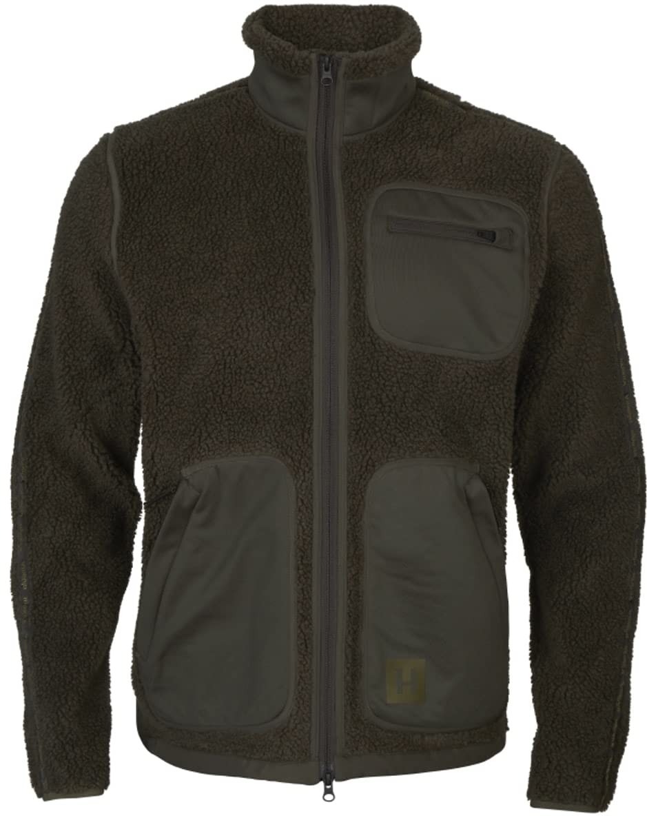 Härkila Rurik Teddy Fleecejacke Grün - Leise Jagdjacke Herren mit Teddyfleece - Faserpelzjacke Fleece Jagd Langarm, Größe:XL