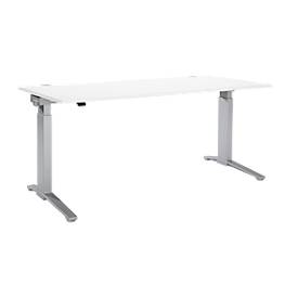 Schäfer Shop Genius Schreibtisch PLANOVA ERGOSTYLE, elektrisch höhenverstellbar, Rechteck, C-Fuß, B 1800 x T 800 x H 715-1182 mm, weiß/weißaluminium