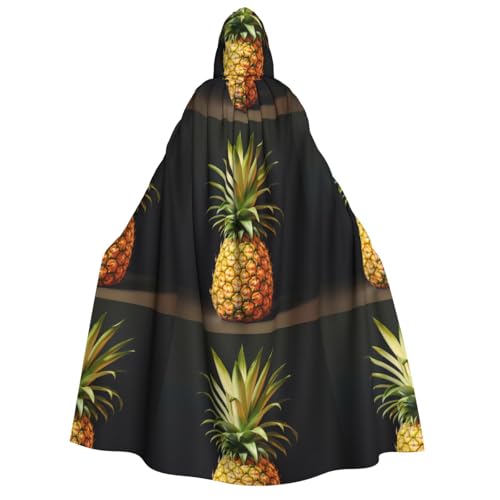 WURTON Ananas-Malerei-Druck, Unisex, Kapuzenumhang, Kostüm, für Damen und Herren, Vampir, Halloween, Cosplay, Karneval, Mottoparty