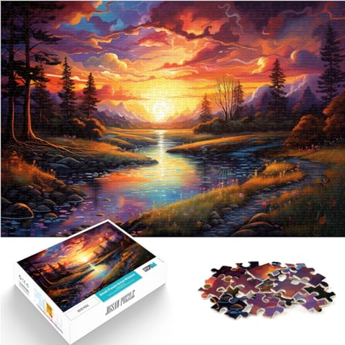 Puzzle für Fantasie, farbenfrohe Flusslandschaft, 1000 Teile, Puzzle für Erwachsene, Holzpuzzle, Weihnachts- und Geburtstagsgeschenke, 1000 Teile (50 x 75 cm)