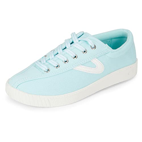 Tretorn Damen Nyliteplus Canvas Sneakers Schnürschuhe Casual Tennis Schuhe Klassischer Vintage Stil, Mintweiß gestreiftes Ripsband