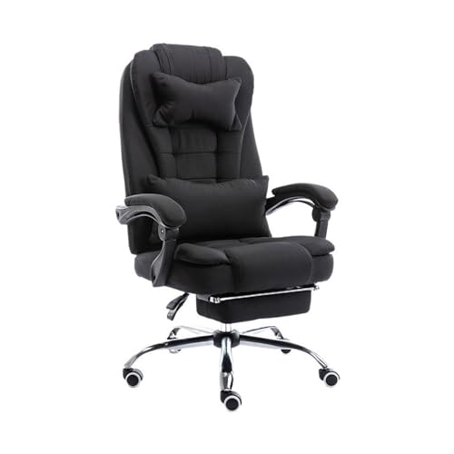 Zhaoj24-05 Bürostuhl Ergonomischer Moderner, modischer Stoff-Home-Office-Sessellift, drehbarer Drehstuhl, ergonomischer Stuhl mit Fußstütze und Armlehnen Schreibtischstuhl(Schwarz)