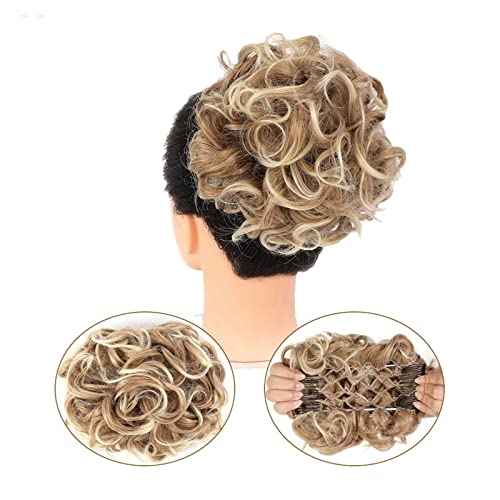 Bun Haarteile Kämme Clip-in-Pferdeschwanzverlängerungen for Frauen, unordentliches, lockiges Haar, Duttverlängerungen, synthetisches Hochsteckfrisur-Haarteil, Chignons, leicht dehnbares Haar Brötchen-